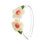 Lilies & Roses Double Camelia Flower Pearl & Coral Headband