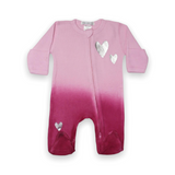 Baby Steps Thermal Ombre Zipper Footie ~ Pink/Hearts