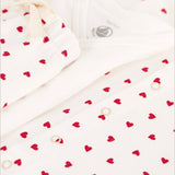 Petit Bateau Printed Cardigan, Pants & Onesie Set ~ White/Small Hearts