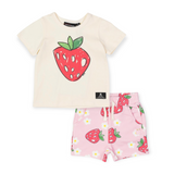 Rock Your Baby Strawberry T-Shirt & Shorts Set ~ White/Pink