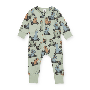 Huxbaby Dino Racer Zip Romper ~ Thyme