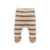Play Up Baby Boy Striped Sweatshirt & Footed Pants Set ~ Oatmeal/Brown