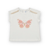 Mayoral Baby Girl Embroidered Tee Shirt w/ Fringe ~ Natural