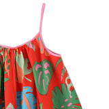 Stella McCartney Girls Palm Leaves Sleeveless Dress ~ Red Multi