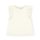 Mayoral Girls Ruffle Sleeve Top ~ Natural