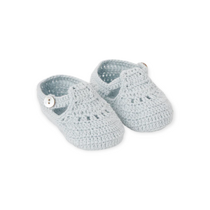 Elegant Baby Crocheted T-Strap Baby Booties ~ Blue