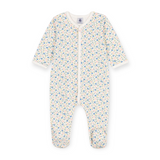 Petit Bateau Front Snap Floral Footie ~ White Multi