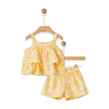 Yell-Oh! Baby Girl Printed Woven Ruffle Top & Shorts Set ~ Banana