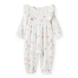 Elegant Baby Ruffle Sleeve Muslin Romper ~ Pony Meadow
