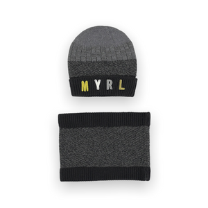 Mayoral Boys Knit Hat and Scarf Set ~ Black
