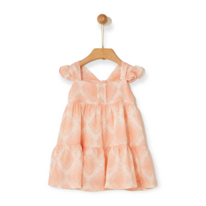 Yell-Oh! Baby Girl Tie Dye Flutter Sleeve Dress ~ Peach Parfait
