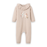 Elegant Baby Pony Meadow Knit Ruffle Romper ~ Taupe