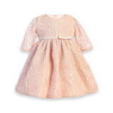 Sweet Kids Baby 3/4 Sleeve Rosettes Dress ~ Blush