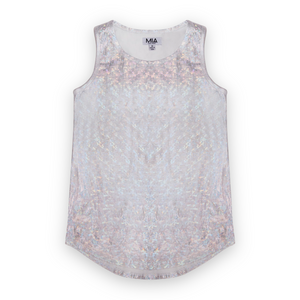 MIA New York Metallic Shirtail Tank ~ Silver White