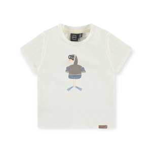 Babyface Baby Graphic T-Shirt & Sweatshorts Set ~ Ecru/Navy