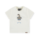 Babyface Baby Graphic T-Shirt & Sweatshorts Set ~ Ecru/Navy