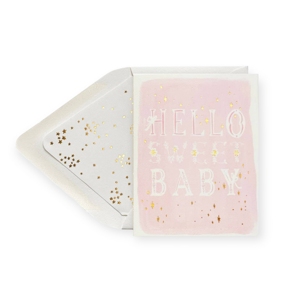 The First Snow Hello Sweet Baby Card ~ Pink