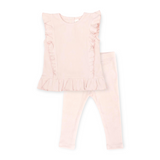 Tun Tun Baby Ribbed Ruffle Top & Leggings Set ~ Shell Pink