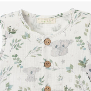 Elegant Baby Muslin Short Romper ~ Koala Print