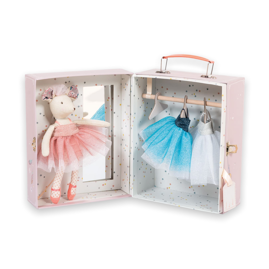 Moulin Roty Ballerina Mouse Tutu Wardrobe Doll & Suitcase Set