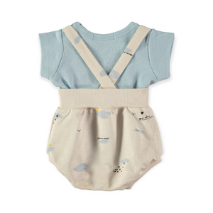 Babyclic Summer Vibes T-Shirt & Suspender Bloomers Set ~ Blue/Cream