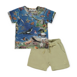 Molo Baby Easy Tee & Simms Sweat Shorts ~ Animal Earth