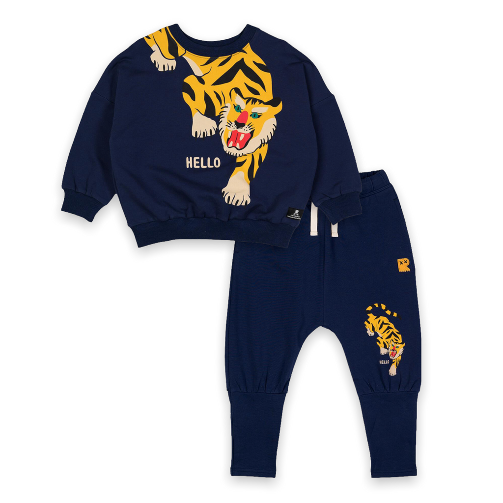 Rock Your Kid Hello Tiger Sweatshirt & Joggers Set ~ Navy