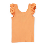 Molo Ranja Flutter Sleeve Ribbed Tank 7-12 ~ Papaya