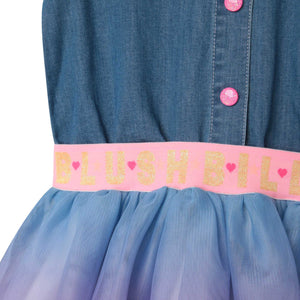 Billieblush Denim & Tulle Dress ~ Gradient Pink