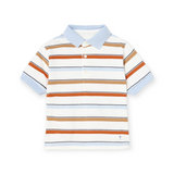 Mayoral Baby Boy Striped s/s Polo ~ White/Orange