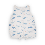 Angel Dear Sleeveless Muslin Shortie Romper ~ Whale Hello There