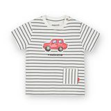 Mayoral Baby Boy Striped Tee Shirt w/ Graphic ~ White/Black