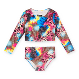 Rock Your Kid Abstract Leopard Rash Guard 2pc Swimsuit ~ Multi