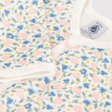 Petit Bateau Front Snap Floral Footie ~ White Multi