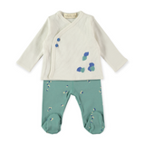 Babyclic Dots Kimono Top & Footed Pants Set ~ Cream/Green