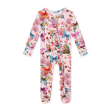 Posh Peanut Ruffle Zipper Footie ~ Watercolor Butterfly