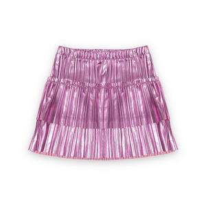 MIA New York Metallic Pleated Skirt ~ Pink