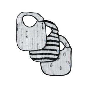 Little Unicorn Cotton Muslin Classic Bib - 3 Pack ~ Black & White