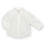 Mayoral Baby Boy Linen Button Down Shirt ~ White