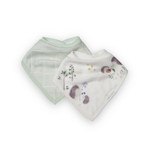 Loulou Lollipop Muslin Bandana Bib Set ~ Hedgehogs