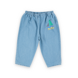 Bobo Choses Baby Printed Tee & Denim Pants Set ~ Multi Fish/Blue