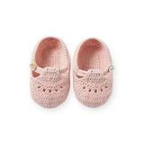 Elegant Baby Crocheted T-Strap Baby Booties ~ Pink