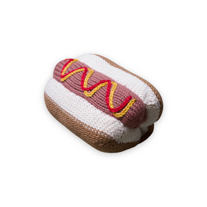 Estella Knit Baby Rattle ~ Hot Dog