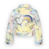 Baby Sara Unicorn Printed Embellished Denim Jacket ~ Multi Tie Dye