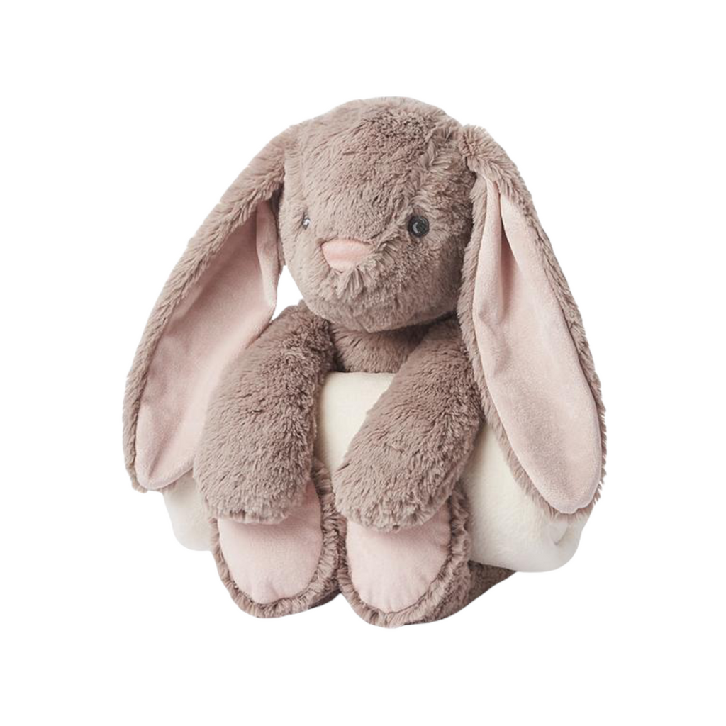 Elegant Baby Bedtime Huggie Blanket w/ Plush Toy ~ Bunny