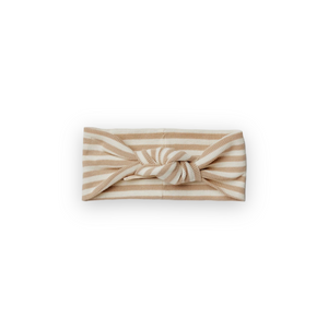 Quincy Mae Ribbed Knotted Headband ~ Latte Stripe