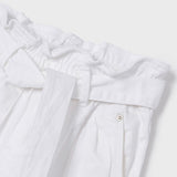 Mayoral Girls Paper Bag Waist Pants ~ White