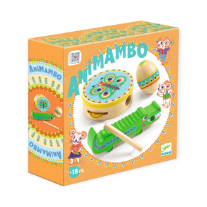Djeco Animambo 3pc Musical Set ~ Crocodile Guiro, Maracas & Tambourine