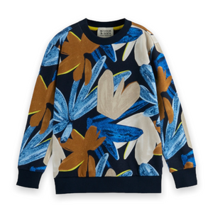 Scotch & Soda Boys Printed Crew Neck Sweatshirt ~ Flower Camo