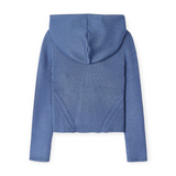 Mayoral Girls Knit Ribbed Zip Hoodie 7-12 ~ Blue